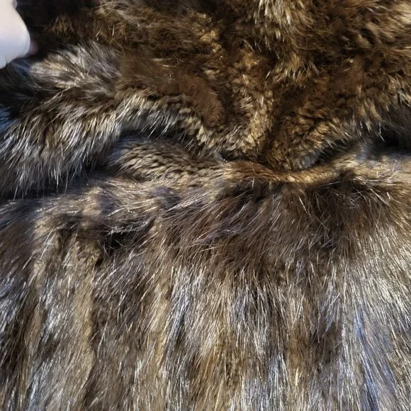Vintage 80s full length Hooded Beaver fur coatsize large to XL